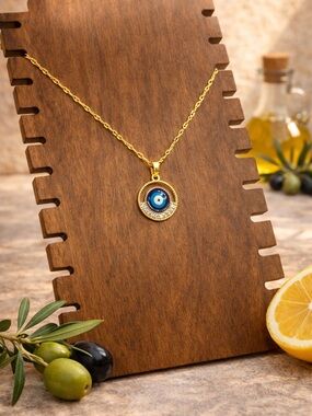 Gold-Tone Blue Evil Eye Pendant Necklace
